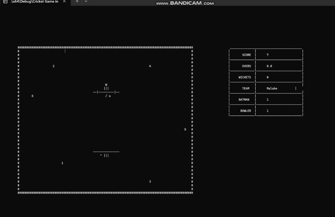 Console Cricket Game Screen
